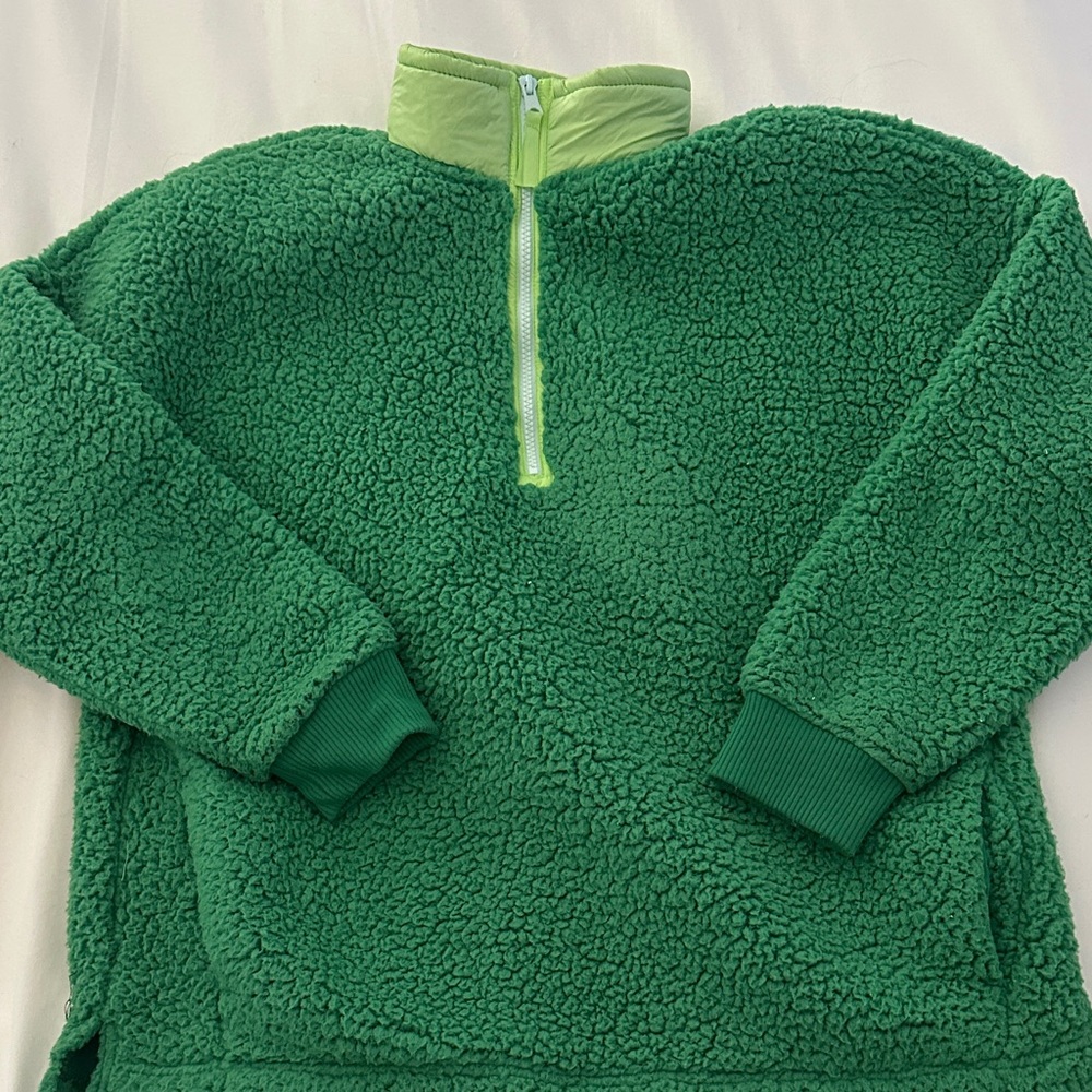 Aerie Green Sherpa Pullover
